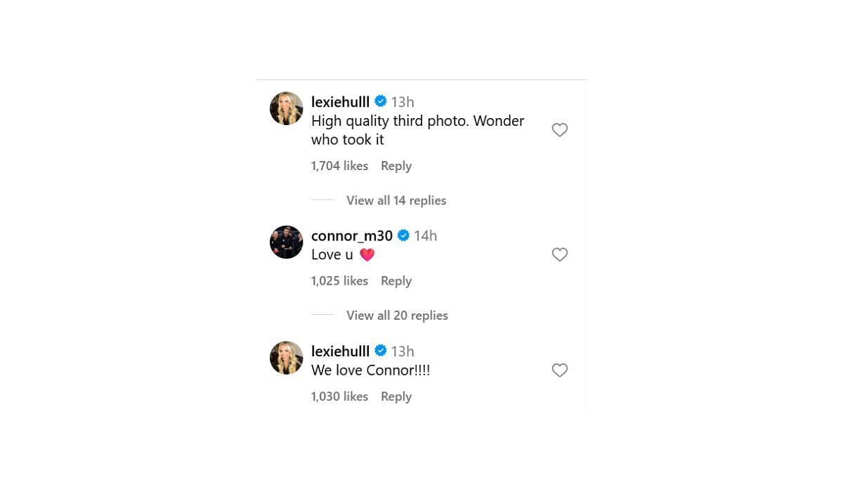 Lexie Hull and Connor McCaffery react to Caitlin Clark's birthday post (Source: Caitlin Clark/Instagram)